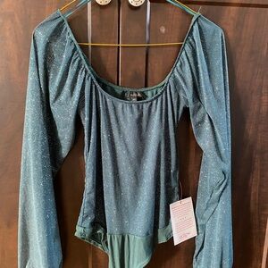 Eclipse Teal Glitter Bodysuit